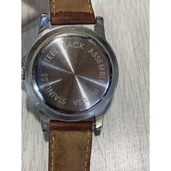 Men's NRA ILA Quartz Watch 36mm Round Gold Tone Brown Leather Band - Picture 4 of 4